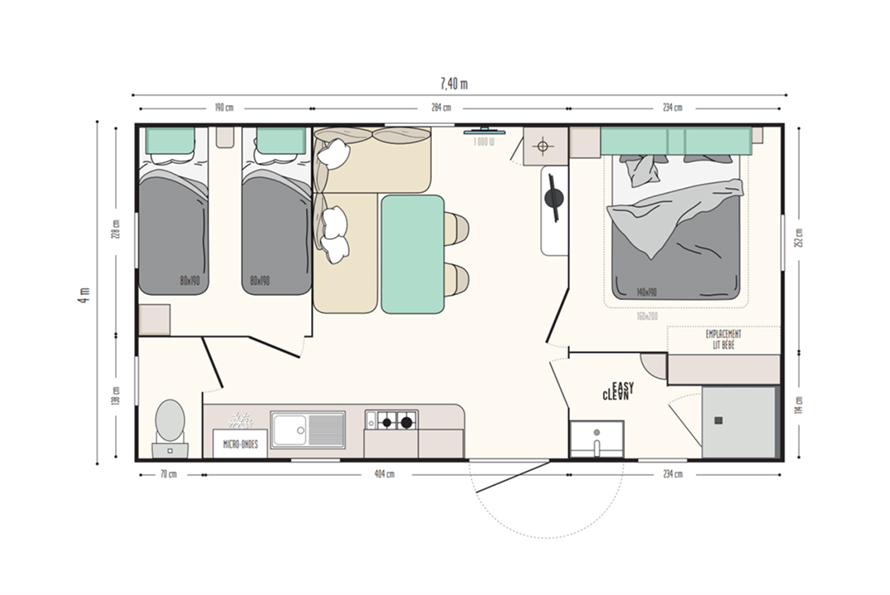 Plan of mobile home for 4 people